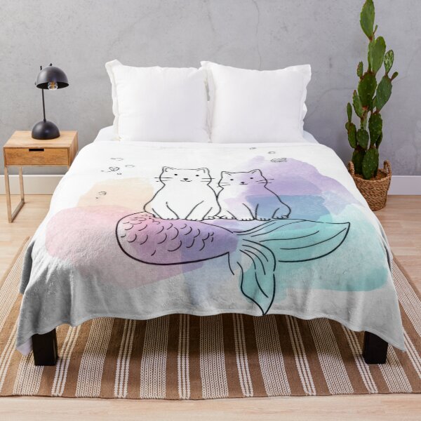 Item preview, Cats sit on a mermaid tail in water designed and sold by anytka.