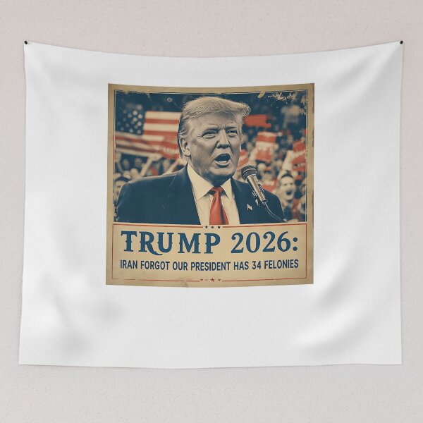 Item preview, Iran Forgot Our President Has 34 Felonies Patriotic Satire designed and sold by SkeletonsDanger.