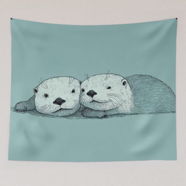 Item preview, Two otters relax together designed and sold by anytka.