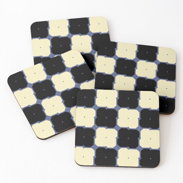 Item preview, Blue Black and cream flower geometric seamless repeating pattern designed and sold by SeamlessDsign.