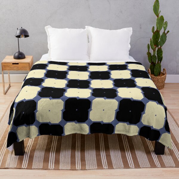 Item preview, Blue Black and cream flower geometric seamless repeating pattern designed and sold by SeamlessDsign.
