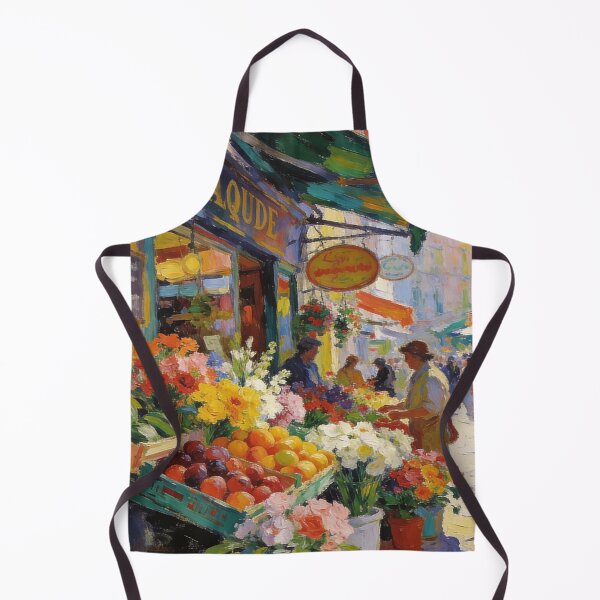 Artikelvorschau, Vibrant European Market Scene, Flower & Fruit Street Painting Wall Decor entworfen und verkauft von BlareBlare.