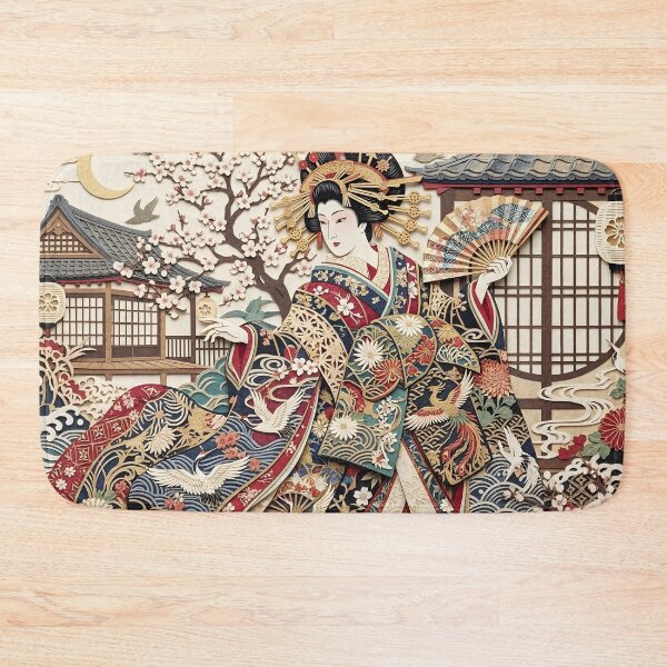 Item preview, Oiran Japanese Paper Cut Art – Elegant Kimono Woman in Layered Kirigami Style designed and sold by Paper Zen Studio.