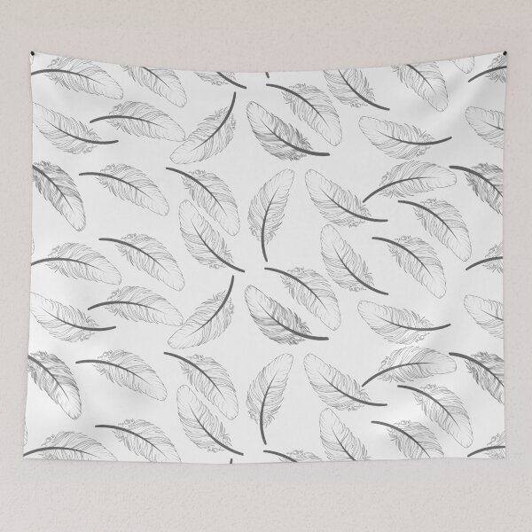 Item preview, The pattern features hand-drawn sketch style feathers on a plain white background designed and sold by Giree07.
