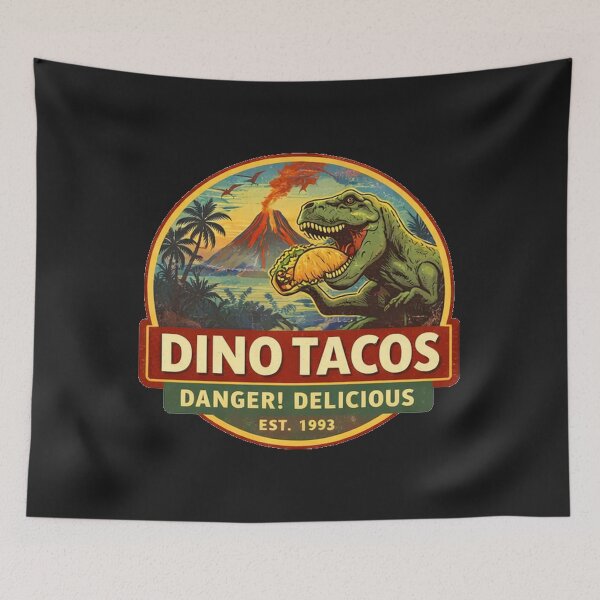 Item preview, Dino Tacos Vintage Taco Stand Logo Funny Dinosaur Taco Shirt designed and sold by GhostDawgs.