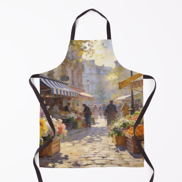 Item preview, Impressionist Flower Market Street Painting, Colorful Fruits & Shops Wall Art designed and sold by BlareBlare.