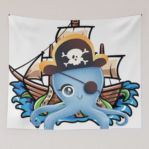 Item preview, Cute Pirate Octopus Cartoon designed and sold by yuki-hana.