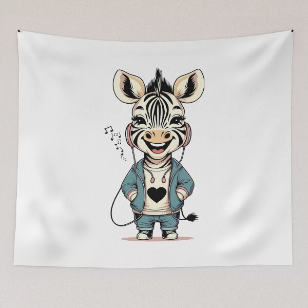 Item preview, Cute Zebra with Headphones designed and sold by yuki-hana.