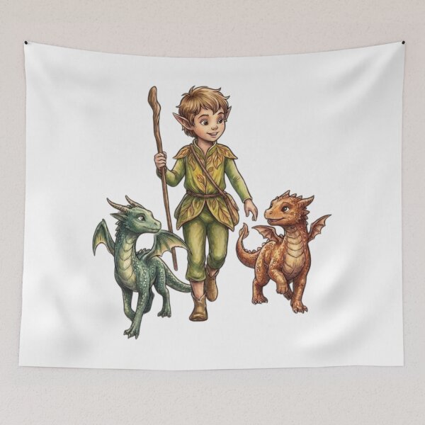 Item preview, An elf child and a baby dragon. designed and sold by PP&RAINBOW SHOP.