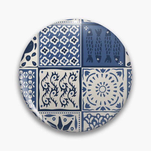 Item preview, Navy rustic mediterranean tile pattern designed and sold by Patternandflow.