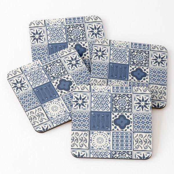 Item preview, Navy rustic mediterranean tile pattern designed and sold by Patternandflow.