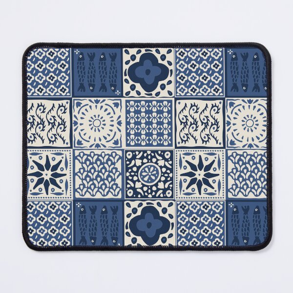 Item preview, Navy rustic mediterranean tile pattern designed and sold by Patternandflow.