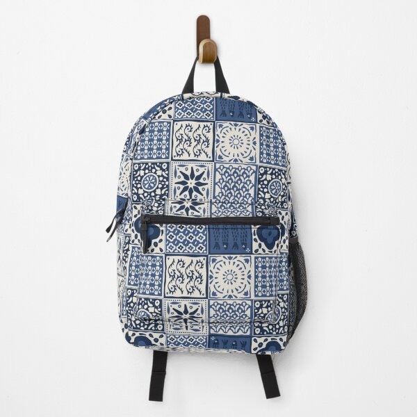 Item preview, Navy rustic mediterranean tile pattern designed and sold by Patternandflow.