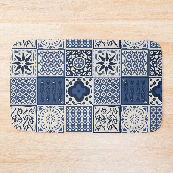 Item preview, Navy rustic mediterranean tile pattern designed and sold by Patternandflow.