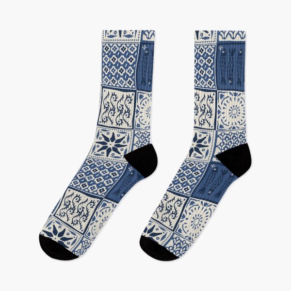 Item preview, Navy rustic mediterranean tile pattern designed and sold by Patternandflow.