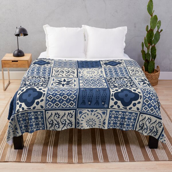 Item preview, Navy rustic mediterranean tile pattern designed and sold by Patternandflow.