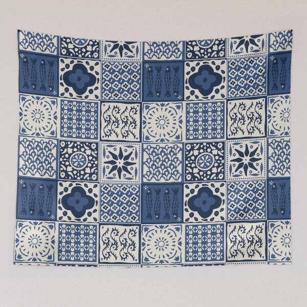 Item preview, Navy rustic mediterranean tile pattern designed and sold by Patternandflow.