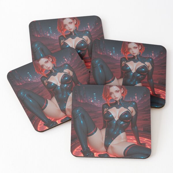 Item preview, Cyberpunk warrior waifu neon, in red and black designed and sold by Planet Utoppia.