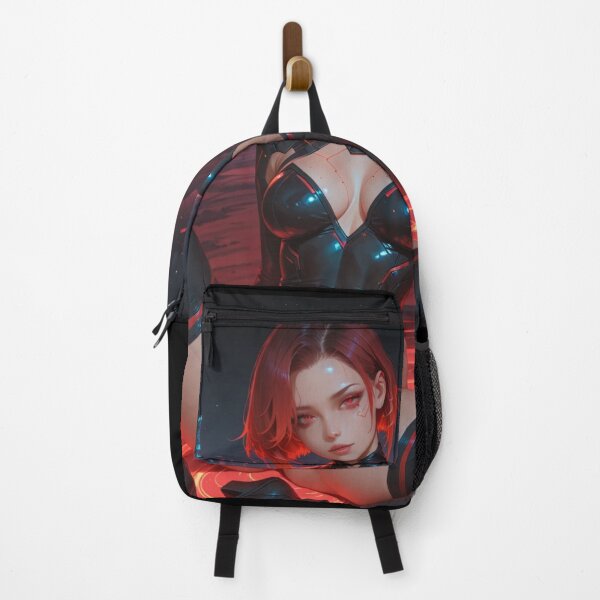 Item preview, Cyberpunk warrior waifu neon, in red and black designed and sold by Planet Utoppia.