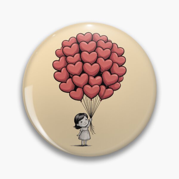 Item preview, a girl holding a large cluster of red heart-shaped balloons designed and sold by 123ks.