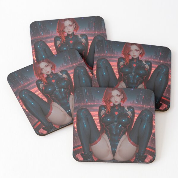 Item preview, Cyberpunk warrior waifu neon, in red and black designed and sold by Planet Utoppia.