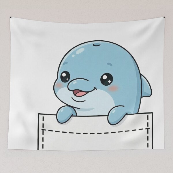 Item preview, Cute Pocket Dolphin designed and sold by  Side Quest Studio.