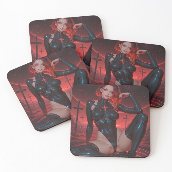 Item preview, Cyberpunk warrior waifu neon, in red and black designed and sold by Planet Utoppia.