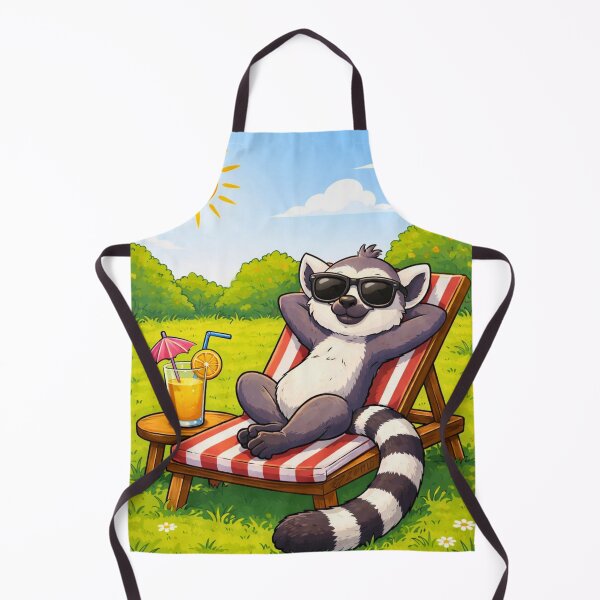 Item preview, Living the Good Life – Relaxing Ring-Tailed Lemur Cartoon designed and sold by AnimalMarvels.