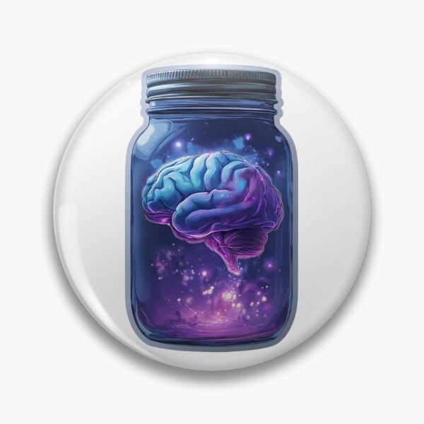 Item preview, Cosmic Brain in Glass Jar – Psychedelic Mind Energy Surreal Sticker designed and sold by GabrielTheMaker.