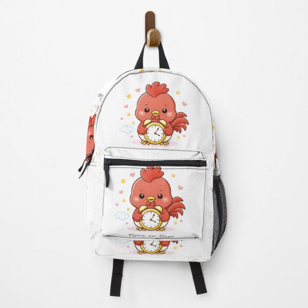 Item preview, Kawaii Red Rooster Holding Alarm Clock - Morning Wake Up Illustration. designed and sold by Lylysun.