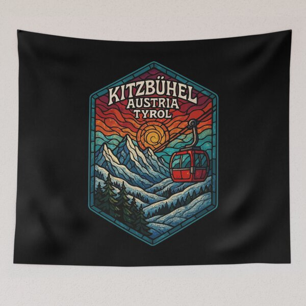 Item preview, Kitzbuhel Austria Gondola Stained Glass Art Travel designed and sold by TomFrontierArt.