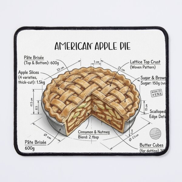 Item preview, American Apple Pie - Technical Drawing with Recipe designed and sold by Rhu Creations.