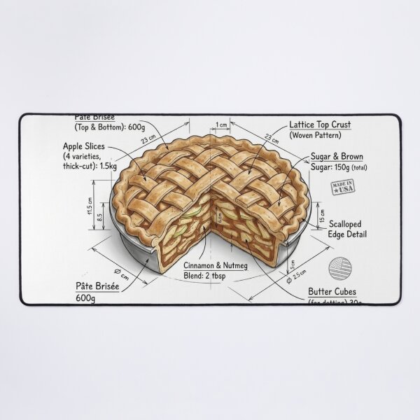 Item preview, American Apple Pie - Technical Drawing with Recipe designed and sold by Rhu Creations.