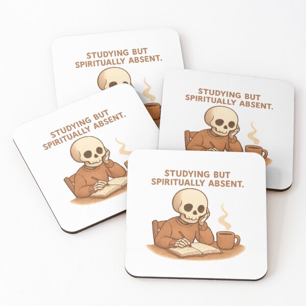 Item preview, Studying But Spiritually Absent – Funny Skeleton Study Meme designed and sold by Snacky Paws.