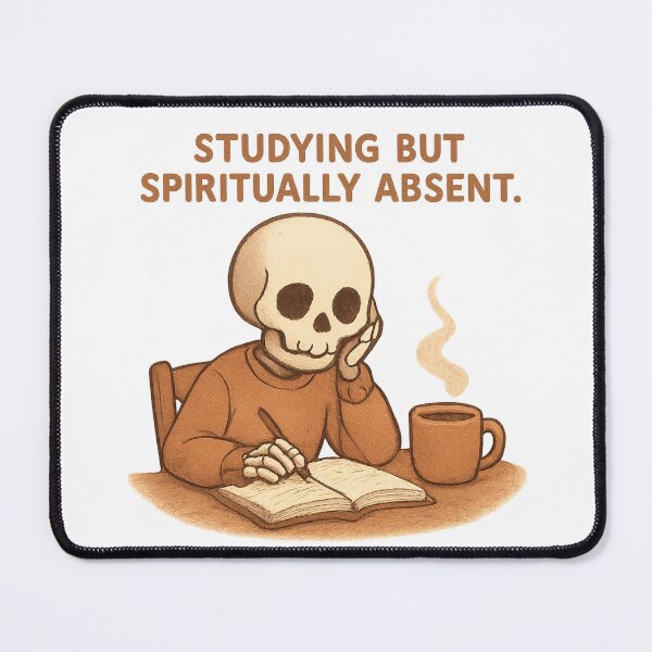 Item preview, Studying But Spiritually Absent – Funny Skeleton Study Meme designed and sold by Snacky Paws.