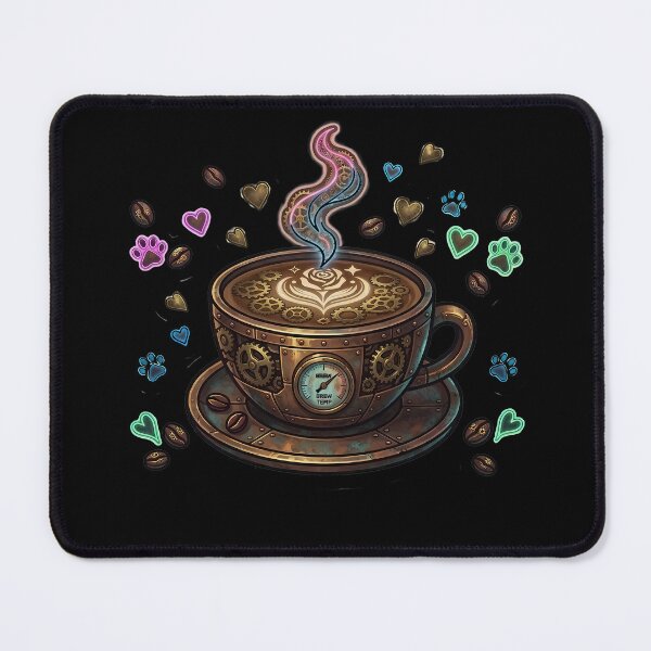 Item preview, Steampunk Brew - Vintage Industrial Coffee Cup & Mechanical Gear Art designed and sold by AbulailArt.