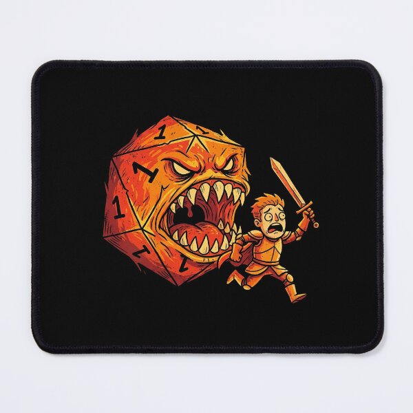 Item preview, Fiery Monster D20 Chasing Player Tabletop RPG Art designed and sold by Fenay Designs.