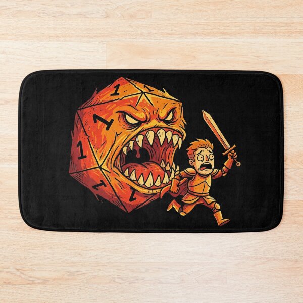 Item preview, Fiery Monster D20 Chasing Player Tabletop RPG Art designed and sold by Fenay Designs.