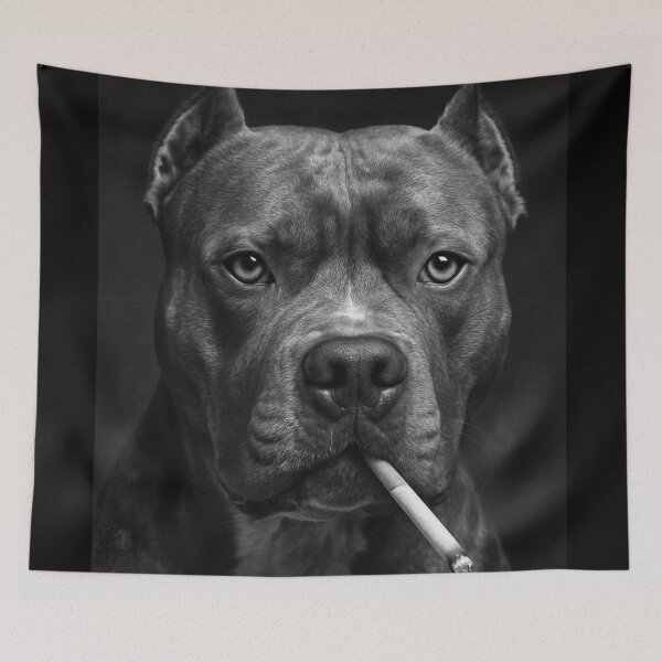 Item preview, Cool Pitbull Smoking Cigarette Noir Black and White Art designed and sold by vk09.