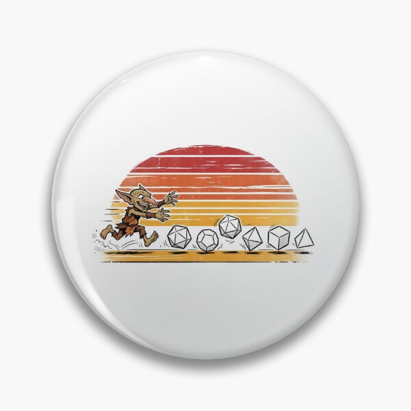 Item preview, Vintage Sunset Goblin Chasing Dice Tabletop RPG designed and sold by Fenay Designs.