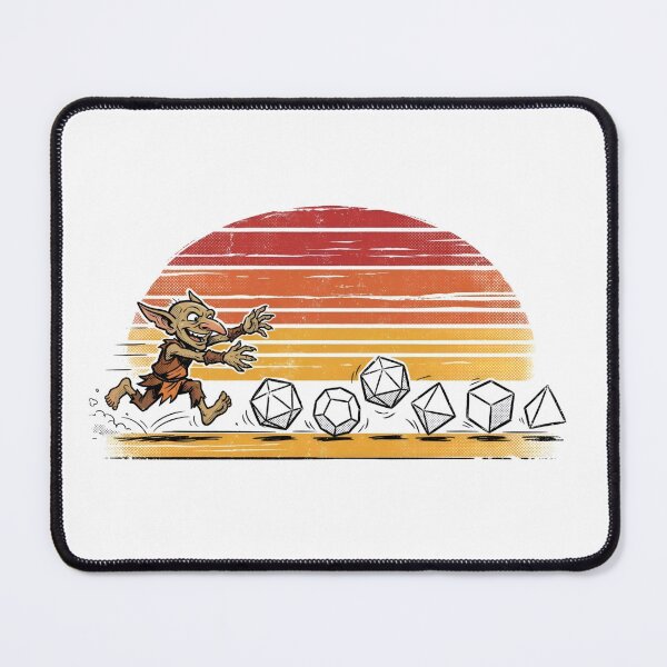 Item preview, Vintage Sunset Goblin Chasing Dice Tabletop RPG designed and sold by Fenay Designs.