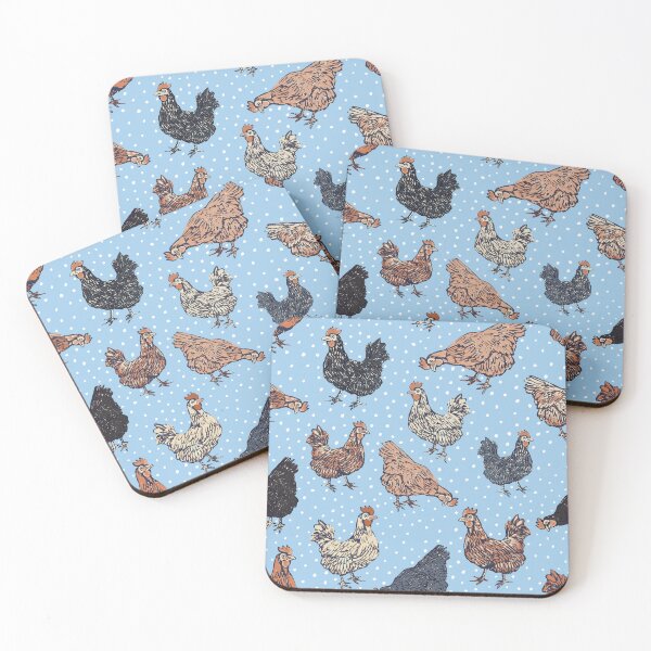 Item preview, Blue spotted hen spring cottagecore pattern designed and sold by Patternandflow.