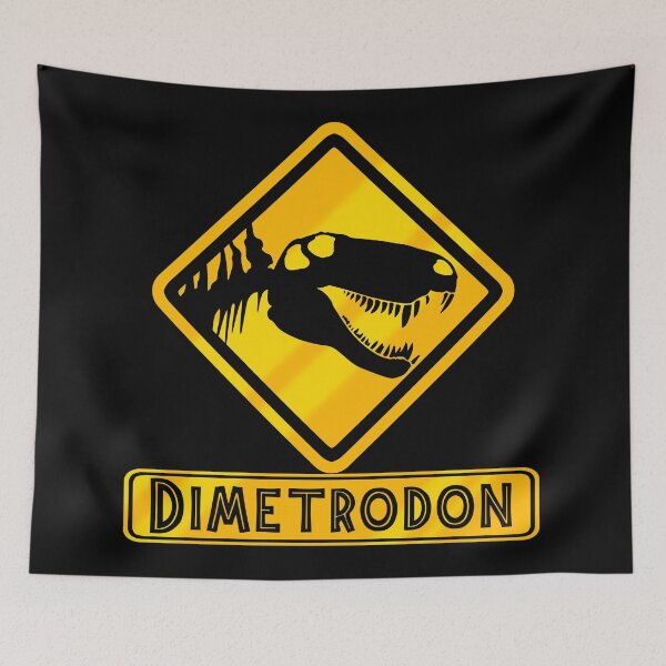 Item preview, Dimetrodon Crossing Sign – Prehistoric Predator Warning Road Sign | Paleoart Design designed and sold by Grimtech Workshop.