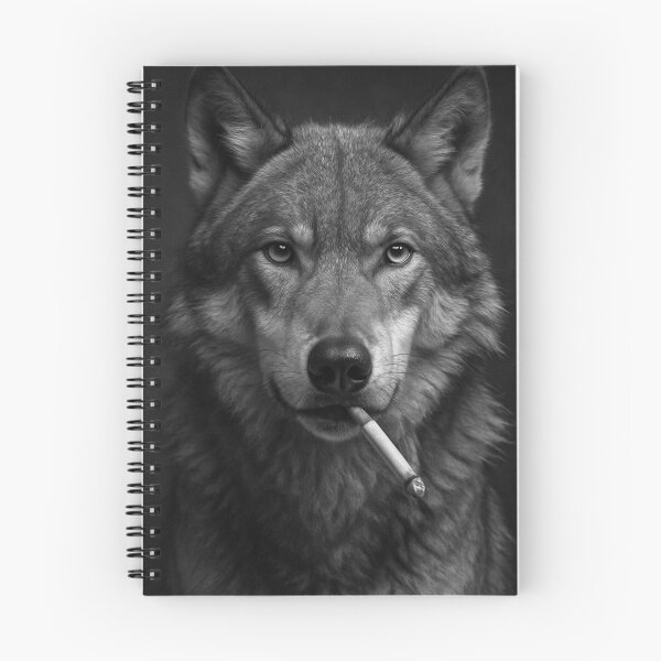Item preview, Cool Wolf Smoking Cigarette Noir Black and White Art designed and sold by vk09.