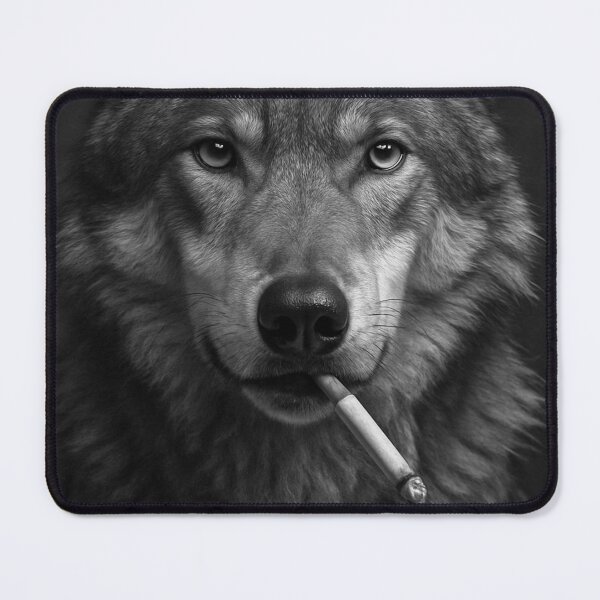 Item preview, Cool Wolf Smoking Cigarette Noir Black and White Art designed and sold by vk09.