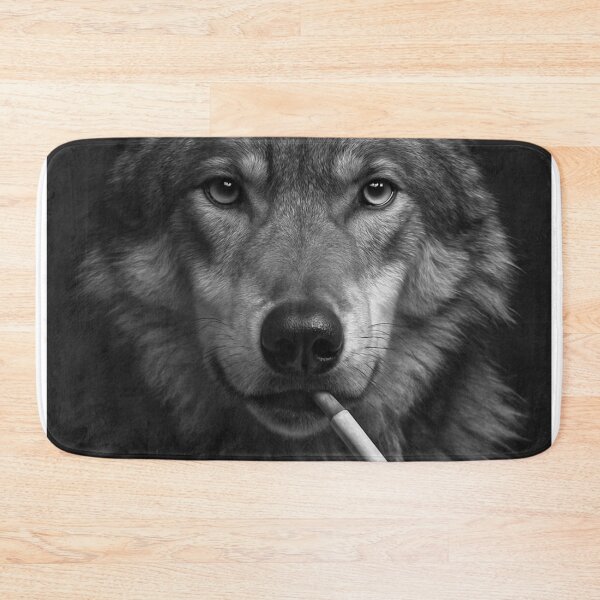 Item preview, Cool Wolf Smoking Cigarette Noir Black and White Art designed and sold by vk09.