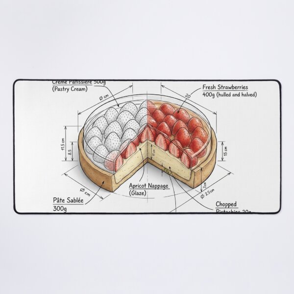 Item preview, Tarte Aux Fraises - Technical Drawing with Recipe designed and sold by Rhu Creations.