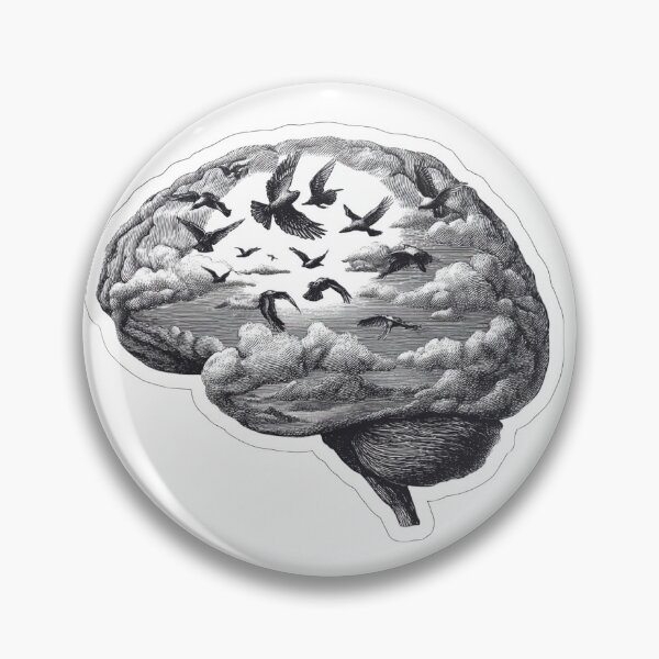Item preview, Brain Turning Into Birds – Free Mind Surreal Freedom of Thoughts Sticker designed and sold by GabrielTheMaker.