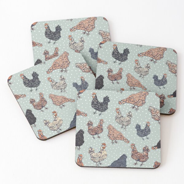 Item preview, Sage Green spotted hen spring cottagecore pattern designed and sold by Patternandflow.