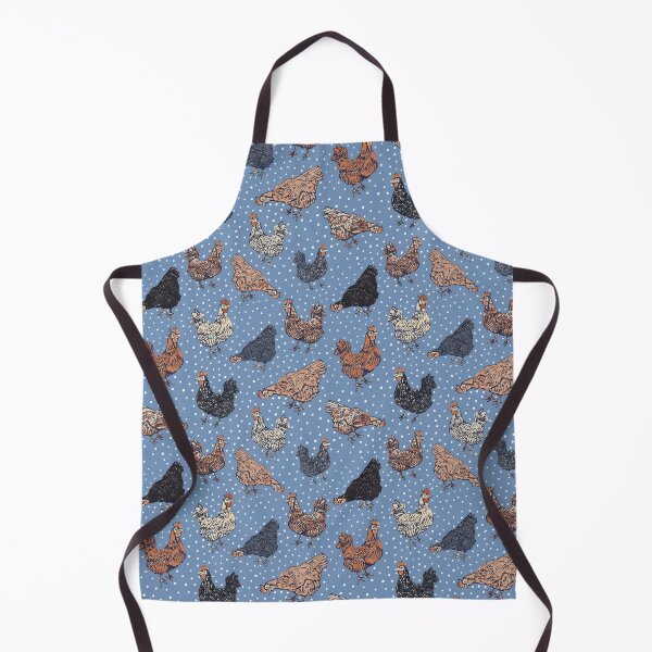 Item preview, Bold Blue spotted hen spring cottagecore pattern designed and sold by Patternandflow.
